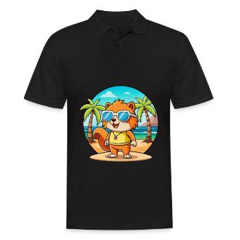 Squirrel Funny Cartoon Summer Beach Sunglasses - Men's Polo Shirt - black - Front - Kai (181cm)