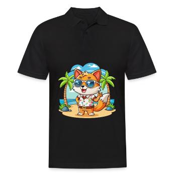 Fox Funny Cartoon Summer Beach Sunglasses - Men's Polo Shirt - black - Front - Kai (181cm)