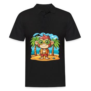 Affe Lustige Cartoon Sommer Strand Sonnenbrille - Männer Poloshirt - Schwarz - Vorne - Kai (181cm)