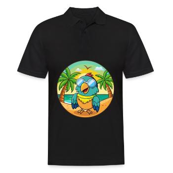 Papagei Lustige Cartoon Sommer Strand Sonnenbrille - Männer Poloshirt - Schwarz - Vorne - Kai (181cm)