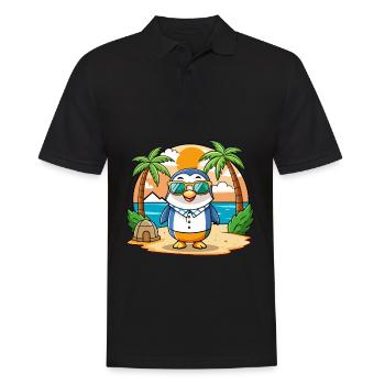 Penguin Funny Cartoon Summer Beach Sunglasses - Men's Polo Shirt - black - Front - Kai (181cm)