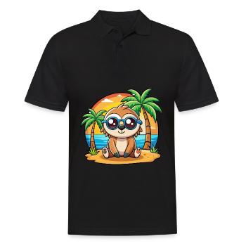 Sloth Funny Cartoon Summer Beach Sunglasses - Men's Polo Shirt - black - Front - Kai (181cm)
