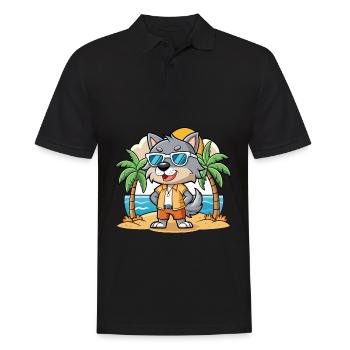Wolf Lustige Cartoon Sommer Strand Sonnenbrille - Männer Poloshirt - Schwarz - Vorne - Kai (181cm)