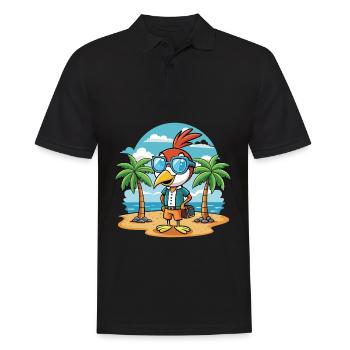 Woodpecker Lustige Cartoon Sommer Strand Sonnenbrille - Männer Poloshirt - Schwarz - Vorne - Kai (181cm)