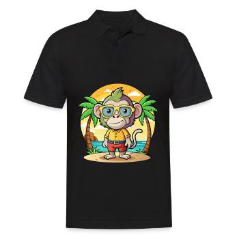 Pavian Lustige Cartoon Sommer Strand Sonnenbrille - Männer Poloshirt - Schwarz - Vorne - Kai (181cm)