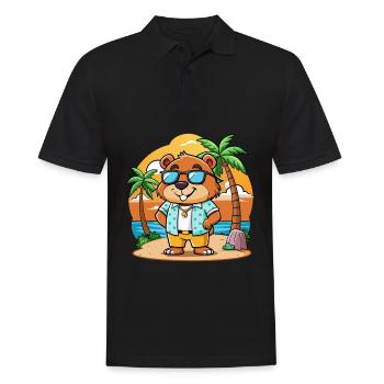 Beaver Funny Cartoon Summer Beach Sunglasses - Men's Polo Shirt - black - Front - Kai (181cm)
