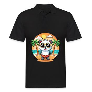 Panda Lustige Cartoon Sommer Strand Sonnenbrille - Männer Poloshirt - Schwarz - Vorne - Kai (181cm)