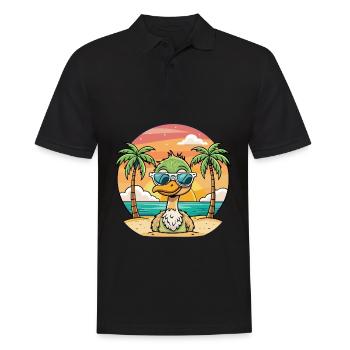 Strauß lustige Cartoon Sommer Strand Sonnenbrille - Männer Poloshirt - Schwarz - Vorne - Kai (181cm)