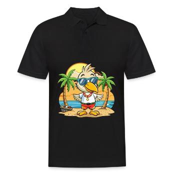 Pelikan Lustige Cartoon Sommer Strand Sonnenbrille - Männer Poloshirt - Schwarz - Vorne - Kai (181cm)