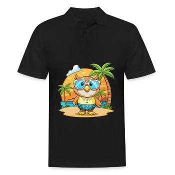 Eule Lustige Cartoon Sommer Strand Sonnenbrille - Männer Poloshirt - Schwarz - Vorne - Kai (181cm)