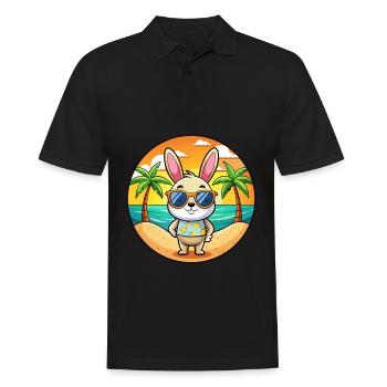 Rabbit Funny Cartoon Summer Beach Sunglasses - Men's Polo Shirt - black - Front - Kai (181cm)
