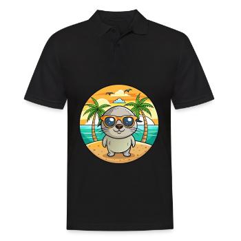 Lunettes de soleil de plage d’été de dessin animé drôle de phoque - Polo Homme - noir - Devant - Kai (181cm)