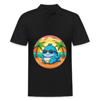 Wal Lustige Cartoon Sommer Strand Sonnenbrille - Männer Poloshirt - Schwarz - Vorne - Kai (181cm)
