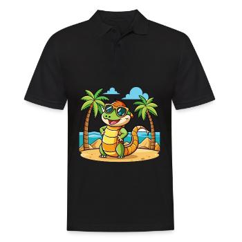 Anaconda Lustige Cartoon Sommer Strand Sonnenbrille - Männer Poloshirt - Schwarz - Vorne - Kai (181cm)