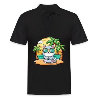 Cat Funny Cartoon Summer Beach Sunglasses - Men's Polo Shirt - black - Front - Kai (181cm)