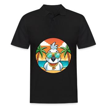 Kakadu Lustige Cartoon Sommer Strand Sonnenbrille - Männer Poloshirt - Schwarz - Vorne - Kai (181cm)
