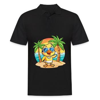 Ente Lustige Cartoon Sommer Strand Sonnenbrille - Männer Poloshirt - Schwarz - Vorne - Kai (181cm)