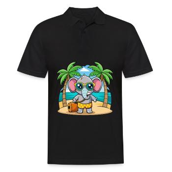 Elephant Funny Cartoon Summer Beach Sunglasses - Men's Polo Shirt - black - Front - Kai (181cm)