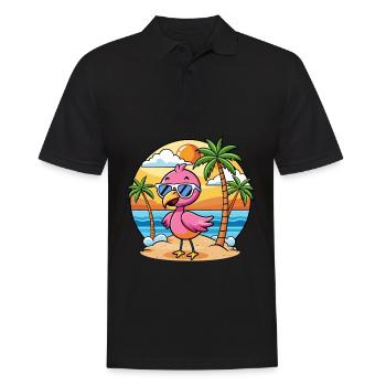 Flamingo Funny Cartoon Lunettes de soleil de plage d’été - Polo Homme - noir - Devant - Kai (181cm)