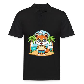 Fox Funny Cartoon Summer Beach Sunglasses - Men's Polo Shirt - black - Front - Kai (181cm)