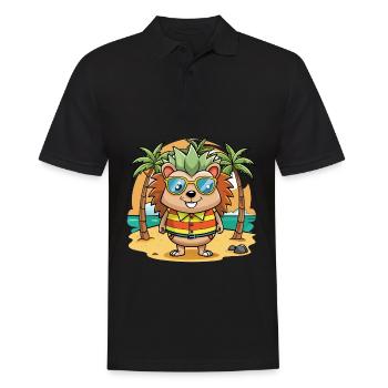 Igel Lustige Cartoon Sommer Strand Sonnenbrille - Männer Poloshirt - Schwarz - Vorne - Kai (181cm)