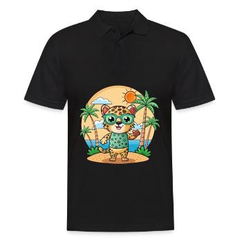 Léopard drôle dessin animé d’été plage lunettes de soleil - Polo Homme - noir - Devant - Kai (181cm)