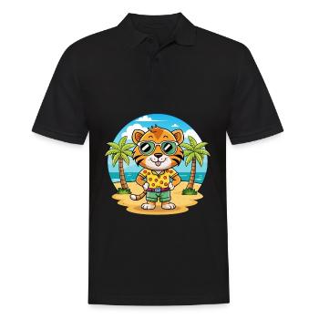 Tiger Lustige Cartoon Sommer Strand Sonnenbrille - Männer Poloshirt - Schwarz - Vorne - Kai (181cm)