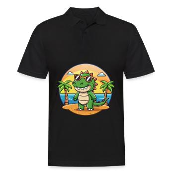 Crocodile Funny Cartoon Summer Beach Sunglasses - Men's Polo Shirt - black - Front - Kai (181cm)