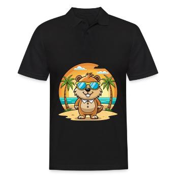 Murmeltier Lustige Cartoon Sommer Strand Sonnenbrille - Männer Poloshirt - Schwarz - Vorne - Kai (181cm)