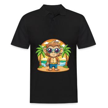 Monkey Funny Cartoon Summer Beach Sunglasses - Men's Polo Shirt - black - Front - Kai (181cm)