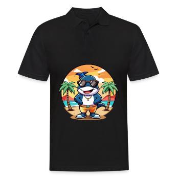 Orca Lustige Cartoon Sommer Strand Sonnenbrille - Männer Poloshirt - Schwarz - Vorne - Kai (181cm)