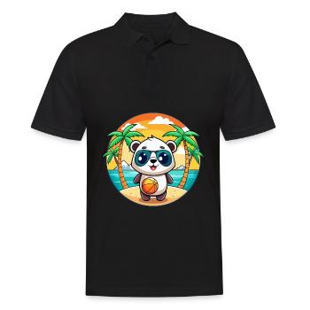 Panda Lustige Cartoon Sommer Strand Sonnenbrille - Männer Poloshirt - Schwarz - Vorne - Kai (181cm)