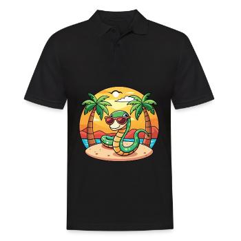 Snake Funny Cartoon Summer Beach Sunglasses - Men's Polo Shirt - black - Front - Kai (181cm)