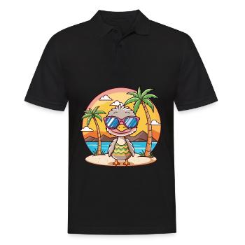 Strauß lustige Cartoon Sommer Strand Sonnenbrille - Männer Poloshirt - Schwarz - Vorne - Kai (181cm)
