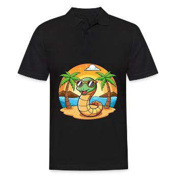 Snake Funny Cartoon Summer Beach Sunglasses - Men's Polo Shirt - black - Front - Kai (181cm)
