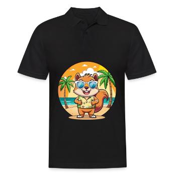 Eichhörnchen Lustige Cartoon Sommer Strand Sonnenbrille - Männer Poloshirt - Schwarz - Vorne - Kai (181cm)