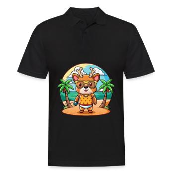 Hirsch Lustige Cartoon Sommer Strand Sonnenbrille - Männer Poloshirt - Schwarz - Vorne - Kai (181cm)