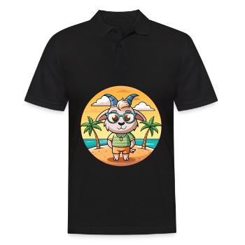 Ziege Lustige Cartoon Sommer Strand Sonnenbrille - Männer Poloshirt - Schwarz - Vorne - Kai (181cm)