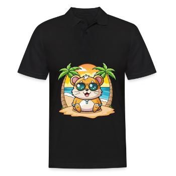 Hamster Funny Cartoon Summer Beach Sunglasses - Men's Polo Shirt - black - Front - Kai (181cm)
