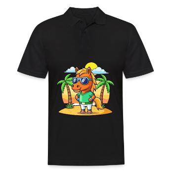 Pferd Lustige Cartoon Sommer Strand Sonnenbrille - Männer Poloshirt - Schwarz - Vorne - Kai (181cm)