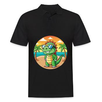 Iguane Lunettes de soleil de plage d’été de dessin animé drôle - Polo Homme - noir - Devant - Kai (181cm)