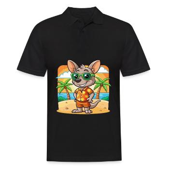 Kangaroo Funny Cartoon Summer Beach Sunglasses - Men's Polo Shirt - black - Front - Kai (181cm)