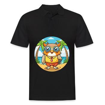 Eule Lustige Cartoon Sommer Strand Sonnenbrille - Männer Poloshirt - Schwarz - Vorne - Kai (181cm)