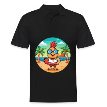 Hahn Lustige Cartoon Sommer Strand Sonnenbrille - Männer Poloshirt - Schwarz - Vorne - Kai (181cm)