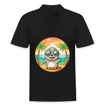 Lunettes de soleil de plage d’été de dessin animé drôle de phoque - Polo Homme - noir - Devant - Kai (181cm)