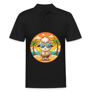 Sheep Funny Cartoon Summer Beach Sunglasses - Men's Polo Shirt - black - Front - Kai (181cm)