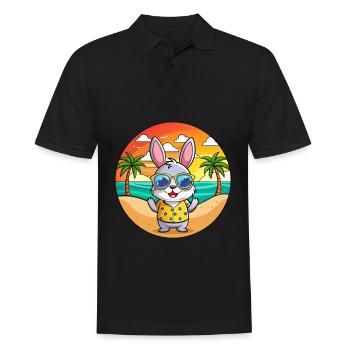 Rabbit Funny Cartoon Summer Beach Sunglasses - Men's Polo Shirt - black - Front - Kai (181cm)