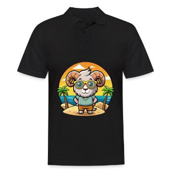 Ram Funny Cartoon Summer Beach Sunglasses - Men's Polo Shirt - black - Front - Kai (181cm)