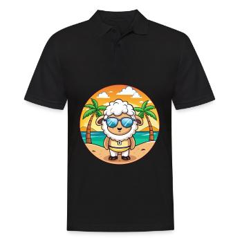 Sheep Funny Cartoon Summer Beach Sunglasses - Men's Polo Shirt - black - Front - Kai (181cm)