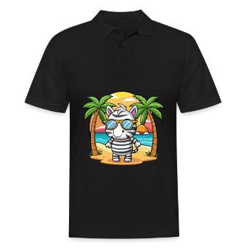 Zebra Lustige Cartoon Sommer Strand Sonnenbrille - Männer Poloshirt - Schwarz - Vorne - Kai (181cm)